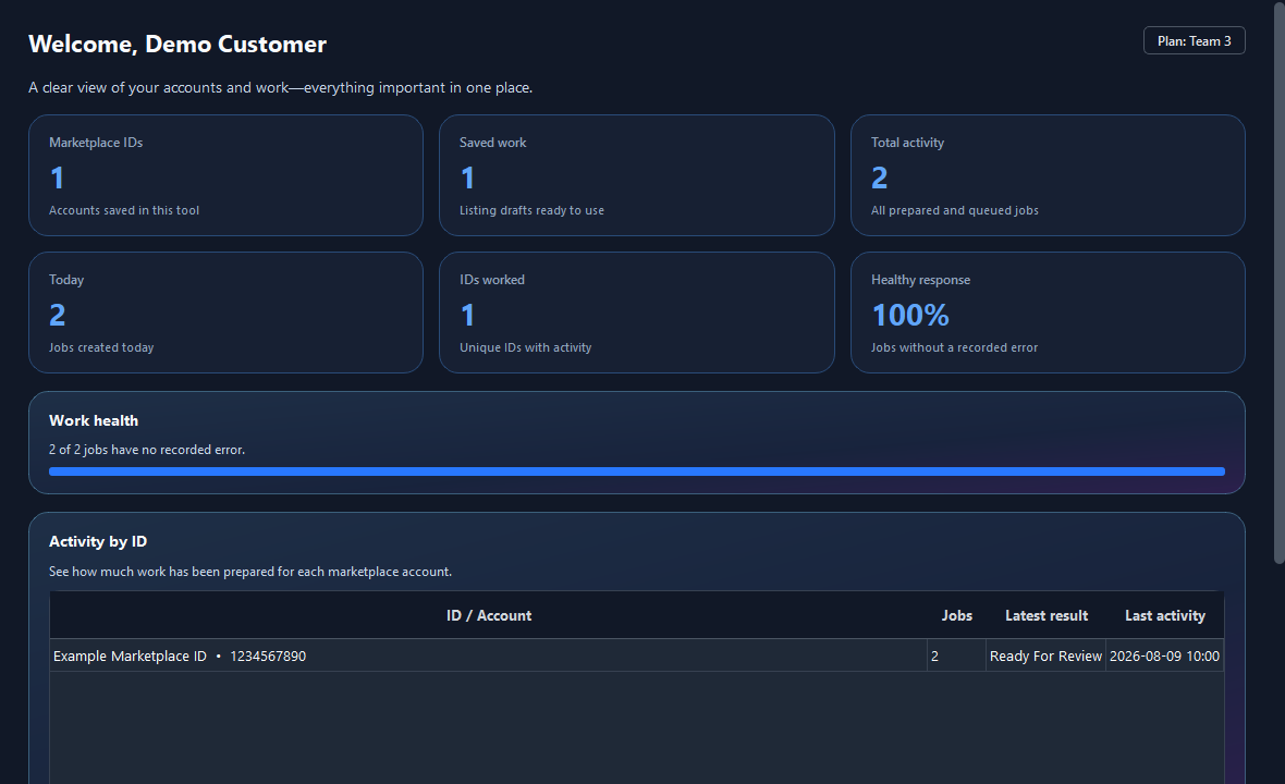 Lashary FBMarketSuite Console Overview
